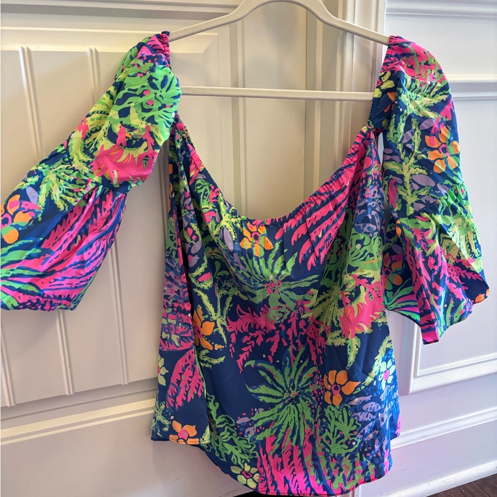 Lilly Pulitzer Sanilla Silk Off The Shoulder Top - size M